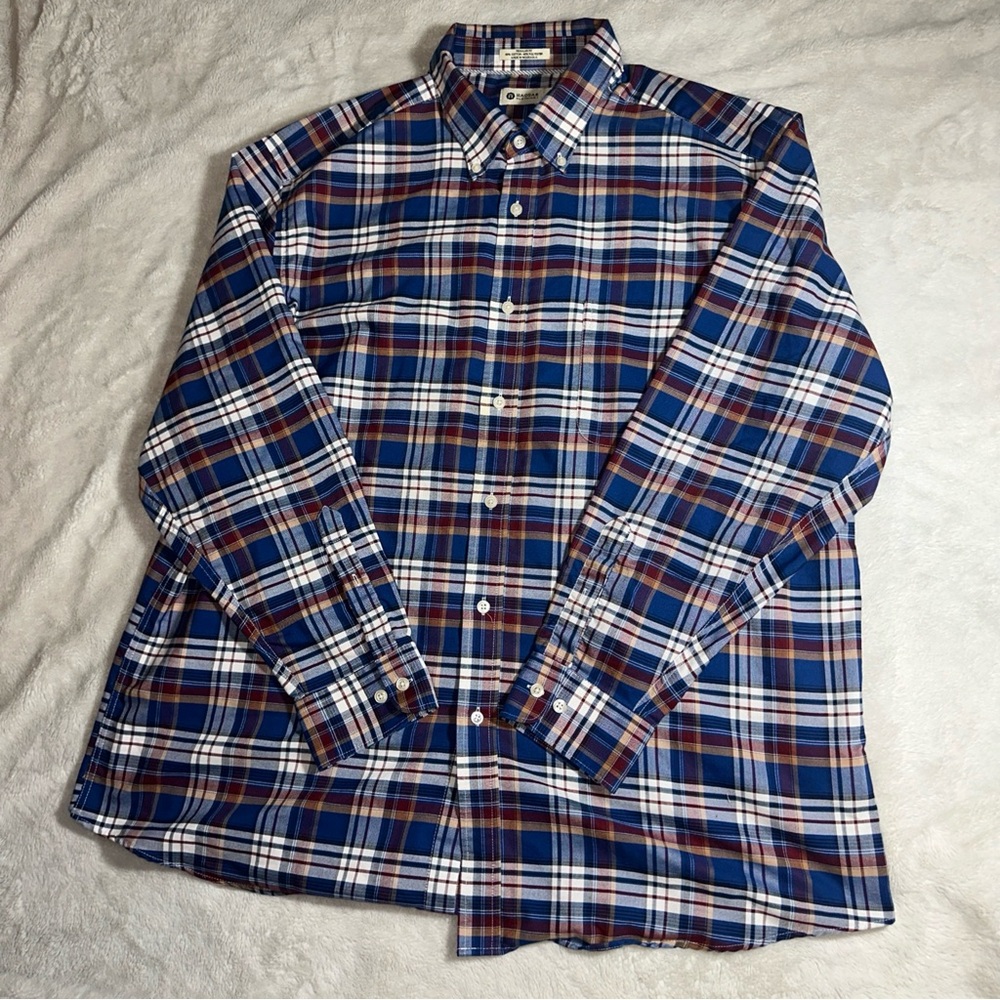 Haggar Clothing Checkered Colored Button Up Regular Fit 34/35